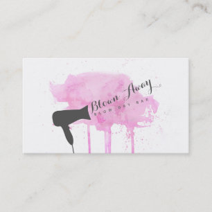 pink chic modern blow dry bar hairstylist grunge business card