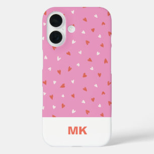 Pink Chic Monogram Initial iPhone 16 Case