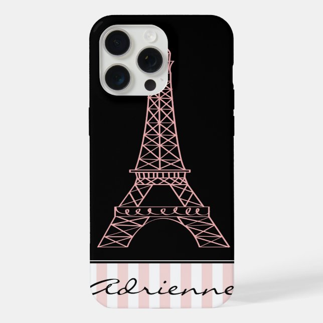 Pink Chic Paris Eiffel Tower iPhone Case (Back)