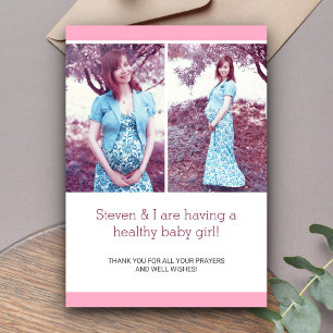 Pink Chic Photo Collage Pregnancy Announcement