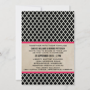 Pink Chic Quatrefoil Wedding Invite