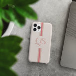 Pink | Chic Stripes Monogram<br><div class="desc">Elevate your everyday style with the Pink | Chic Stripes Monogram Phone Case, where elegance meets personal expression. This case showcases a beautifully designed monogram featuring bold, classic serif initials, prominently displayed at the centre, with your name elegantly written below. The combination of soft pink hues and vertical, retro-inspired stripes...</div>