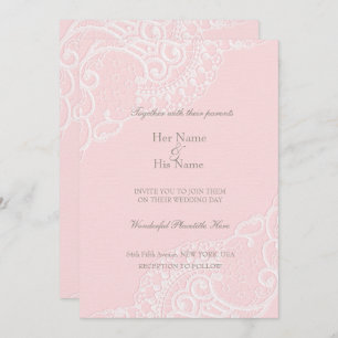 Pink Chic Vintage Elegant Lace Wedding Invitation