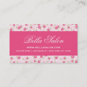 Pink Chic Vintage Floral Print Business Card