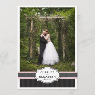 Pink Chic Wedding Thank You Photo Card