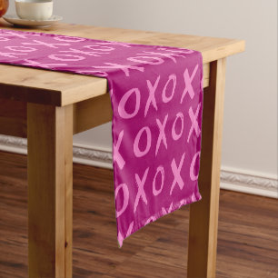 Pink Chic xoxo stroke pattern Valentine's Short Table Runner