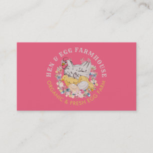 Pink Chicken Hen Egg Farmhouse Business Card