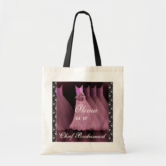 PINK Chief Bridesmaid Cotton Tote Bag (Front)
