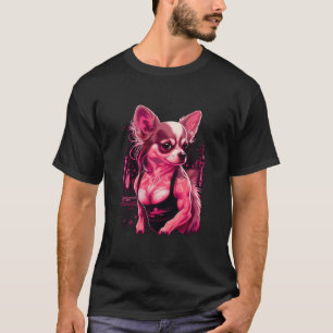 Pink Chihuahua Fitness Girl Gym Sport Dumbbell Wom T-Shirt