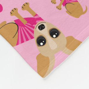 Pink Chihuahua Heart Pattern Fleece Blanket