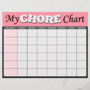 Pink Children's Chore Charts Flyer