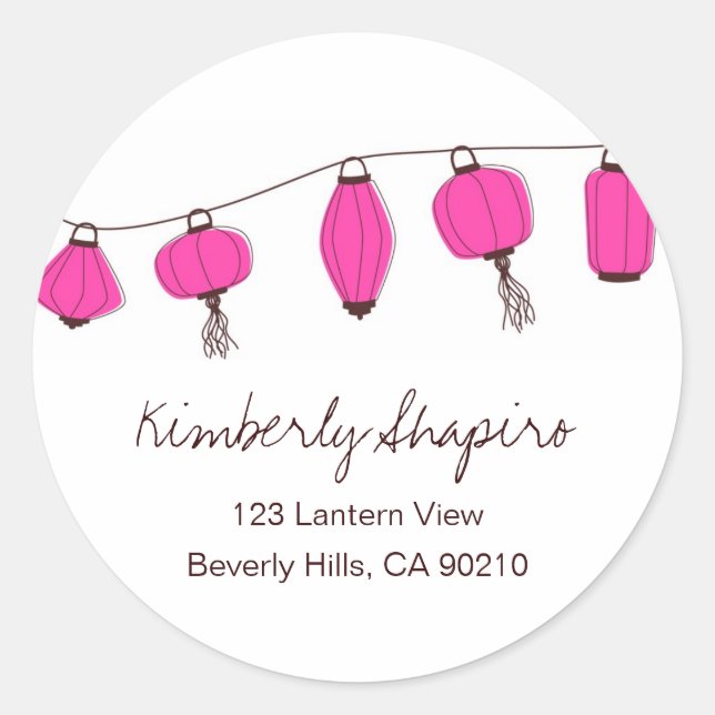 Pink Chinese Lanterns Address Labels (Front)