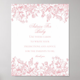 Pink Chinoiserie Advice for Baby Shower Game Poster
