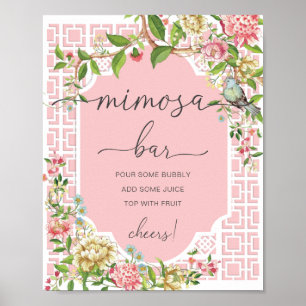 Pink Chinoiserie Baby Shower Mimosa Bar Sign