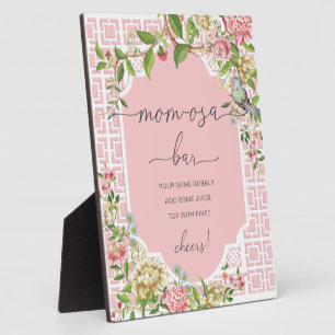 Pink Chinoiserie Baby Shower Mum-osa Bar Sign Plaque