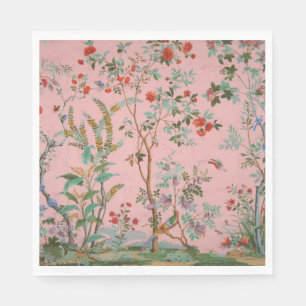 Pink Chinoiserie Bird Floral Decoupage  Napkin