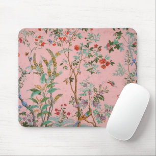 Pink Chinoiserie Bird Floral  Mouse Mat