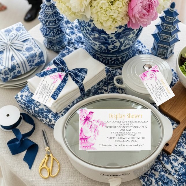 Pink Chinoiserie  Bridal Display Shower    Enclosure Card (Pink Chinoiserie Bridal Display Shower Enclosure Card)
