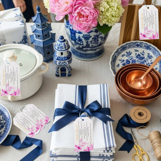 Pink Chinoiserie  Bridal Display Shower enclosure Gift Tags