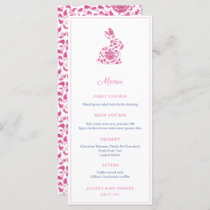Pink Chinoiserie Bunny Bridal Shower Party Menu