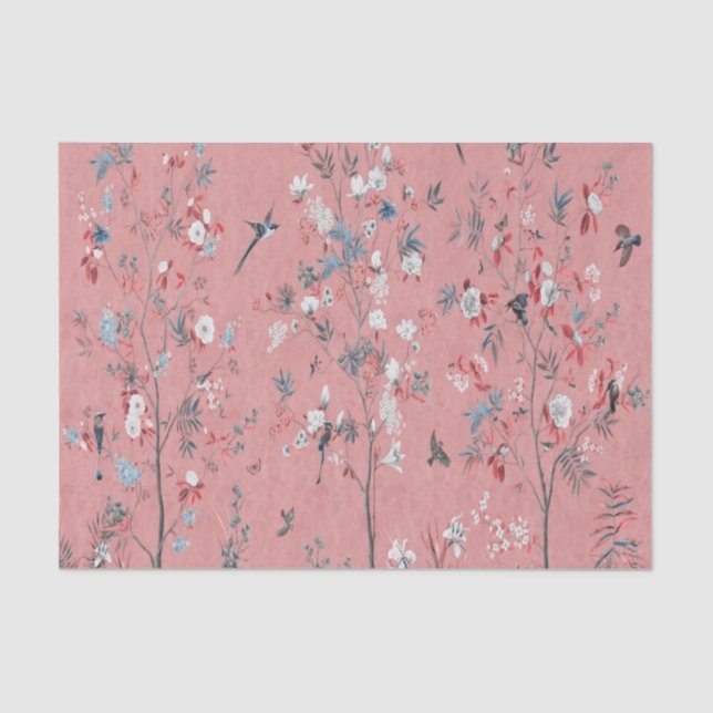 Pink Chinoiserie Chinese Decoupage Tissue Paper (Front)