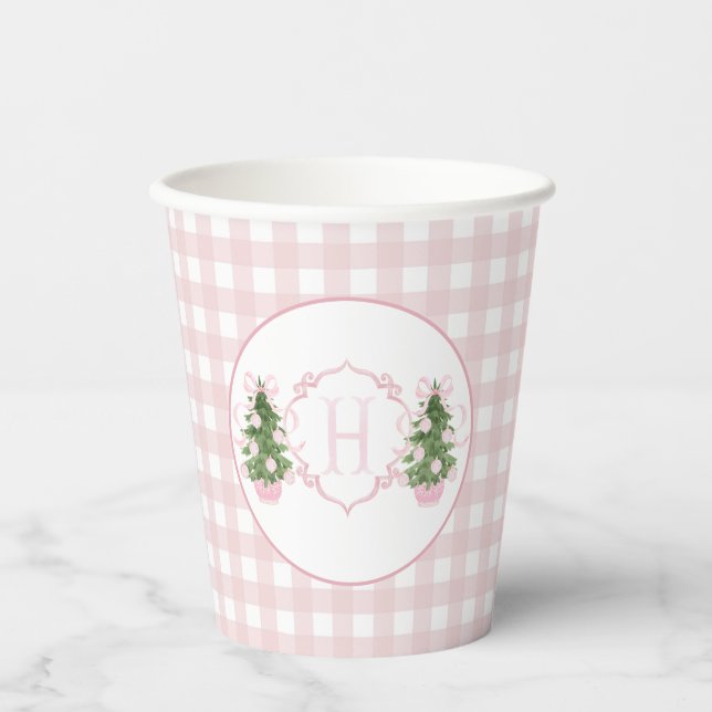 Pink Chinoiserie Christmas Baby Shower Paper Cups (Front)
