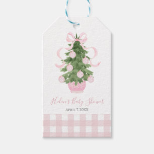 Pink Chinoiserie Christmas Tree  Gift Tags