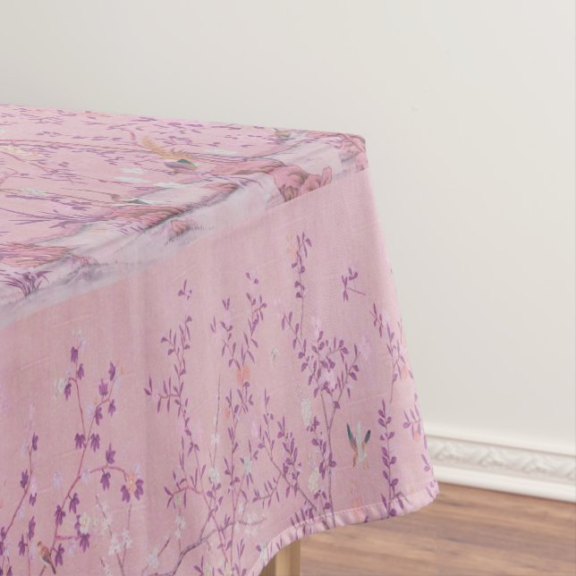 Pink Chinoiserie Cotton Dining Tablecloth (In Situ)