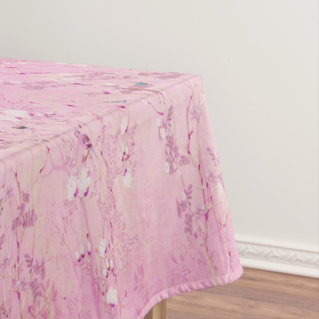 Pink Chinoiserie Cotton Dining Tablecloth (In Situ)