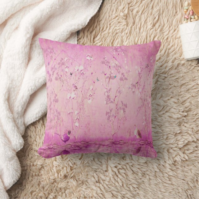 Pink Chinoiserie  Cushion (Blanket)