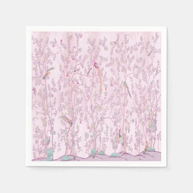 Pink Chinoiserie Decoupage Napkin (Front)