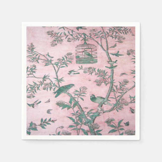 Pink Chinoiserie Decoupage Napkin (Front)