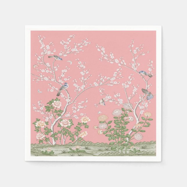 Pink Chinoiserie Decoupage Napkin (Front)