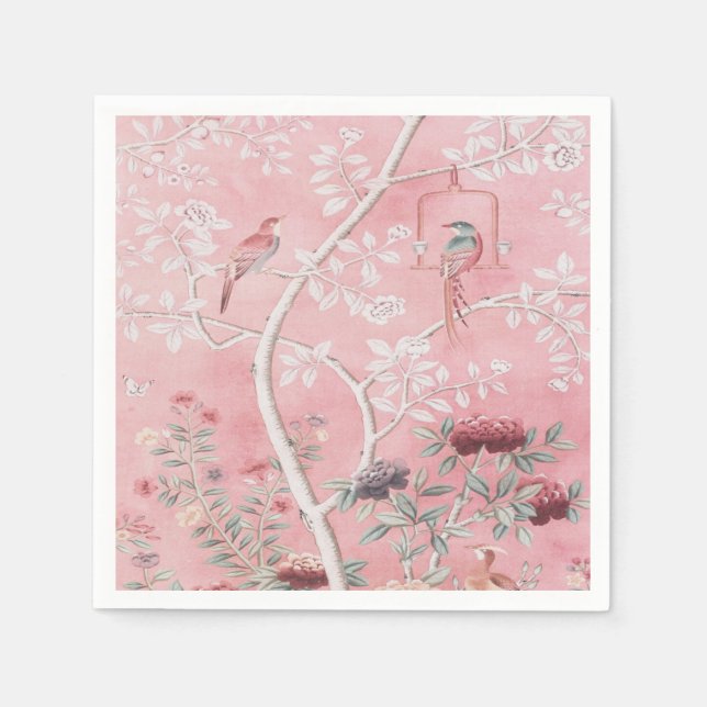 Pink Chinoiserie Decoupage Napkin (Front)