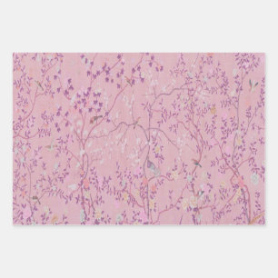 Pink Chinoiserie Decoupage Wrapping Paper Sheets 