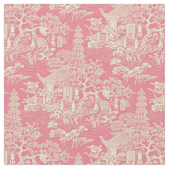 Pink Chinoiserie  Fabric (Close Up)