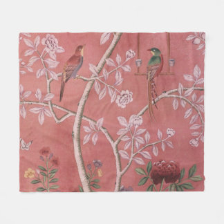 Pink Chinoiserie Fleece Blanket