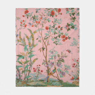 Pink Chinoiserie Fleece Blanket