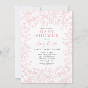 Pink Chinoiserie Floral baby Shower Invitation,  Invitation