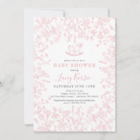 Pink Chinoiserie floral baby Shower Invitation,