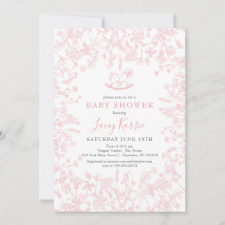 Pink Chinoiserie floral baby Shower Invitation, Invitation