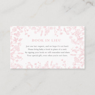 Pink Chinoiserie floral Book In Lieu, game Business Card