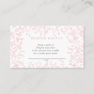 Pink Chinoiserie floral diaper raffle card, game Business Card