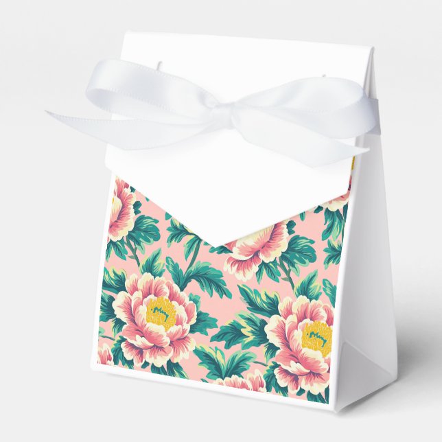 Pink Chinoiserie Floral  Favour Box (Front Side)