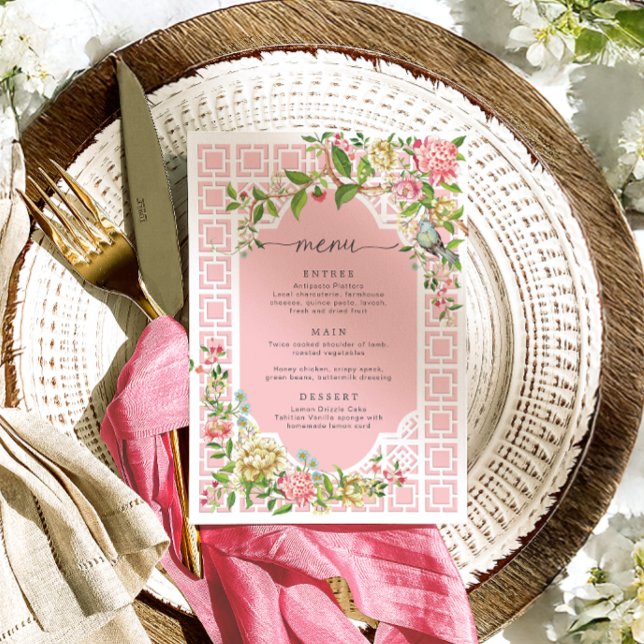 Pink Chinoiserie Floral Menu - Trianon (Creator Uploaded)