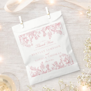 Pink Chinoiserie Floral Wedding Dessert Favour Bags