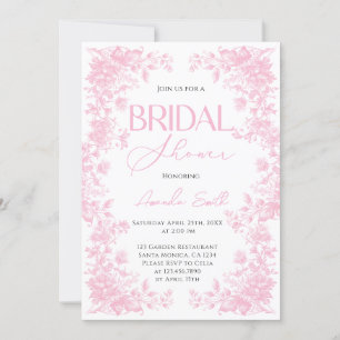 Pink Chinoiserie Flower Garden bridal shower Invitation