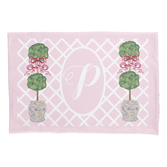 Pink Chinoiserie Ginger Jar Jars Topiary Basket Pi Pillowcase (Front)