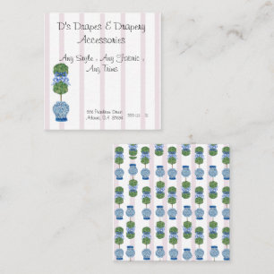 Pink Chinoiserie Ginger Jar Jars Topiary  Square Business Card