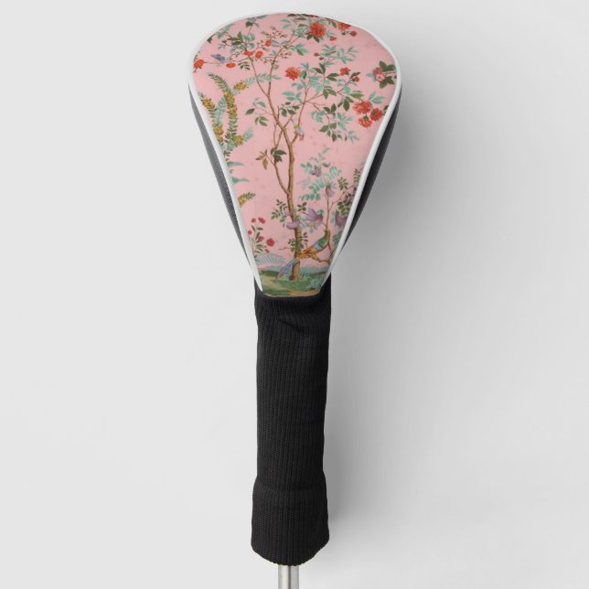 Pink Chinoiserie Golf Head Cover (Front)